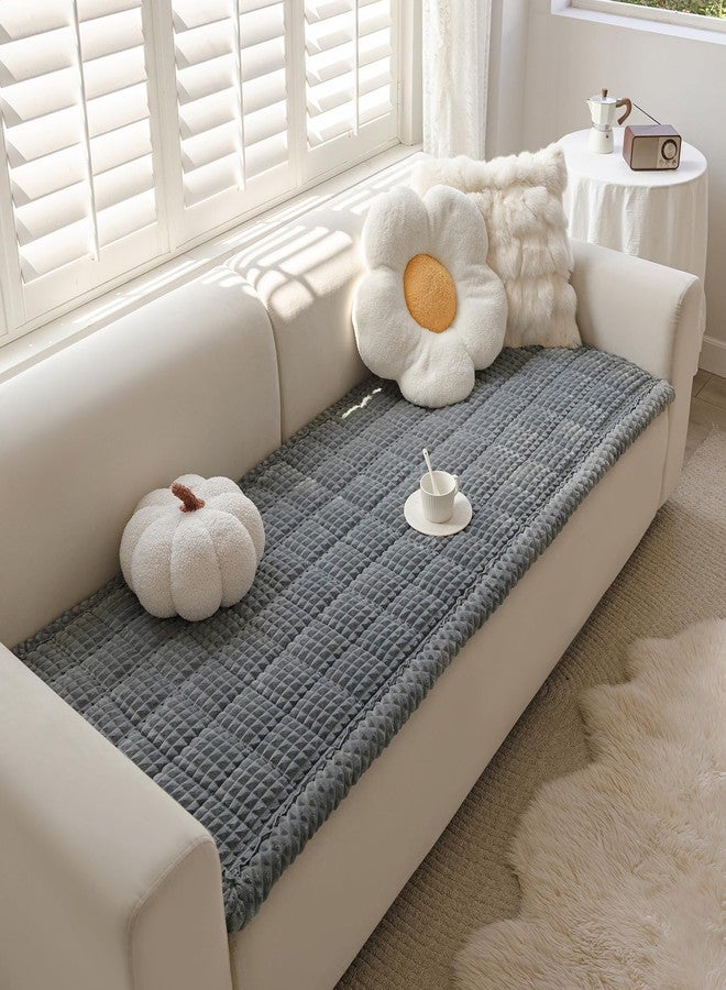 HOMEREFROM Couch Cover for Dogs Washable, Fuzzy Pet Couch Covers for 3 Cushion Sofa Pet Friendly, Non Slip Sofa Cover (Gray, 27.6" x 70.9") - Image 1